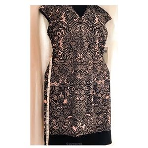 Super Flattering- 8P- Lt Pink/Black pattern dress